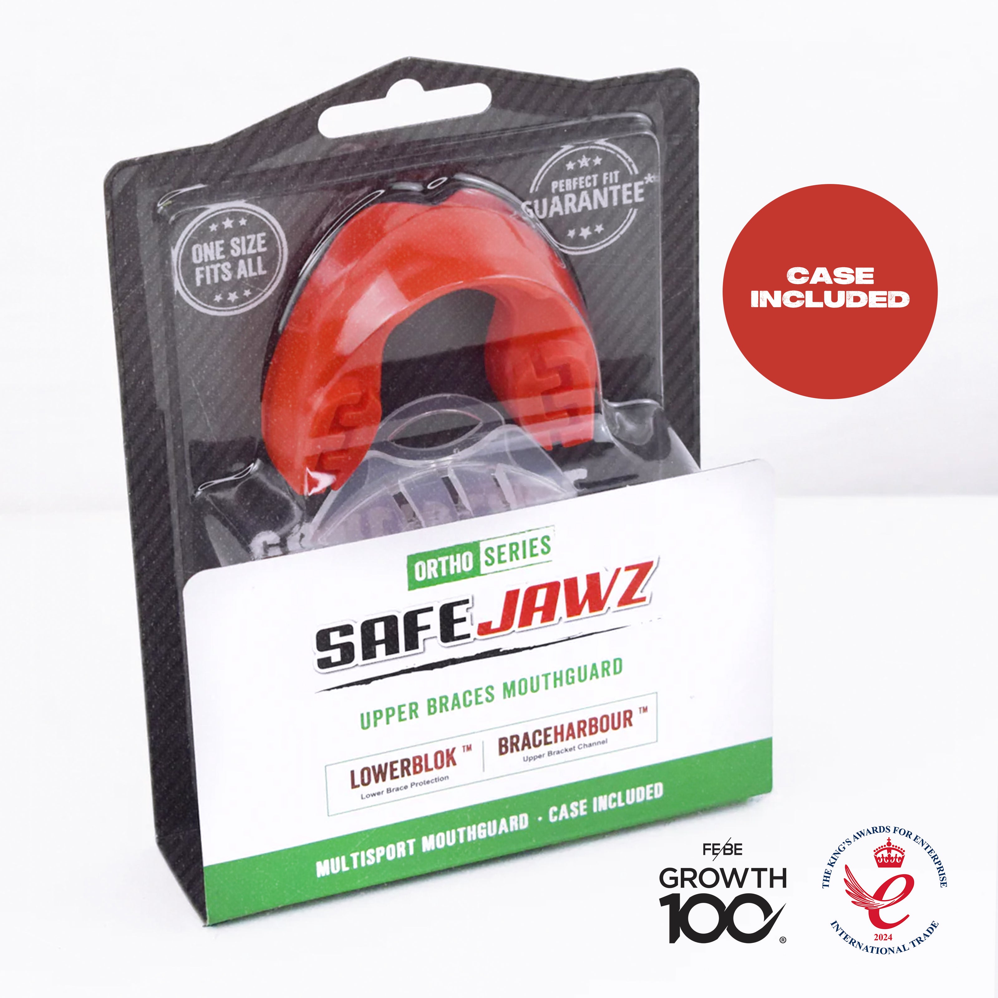 SAFEJAWZ® Ortho Series Mouthguard for Braces - Red